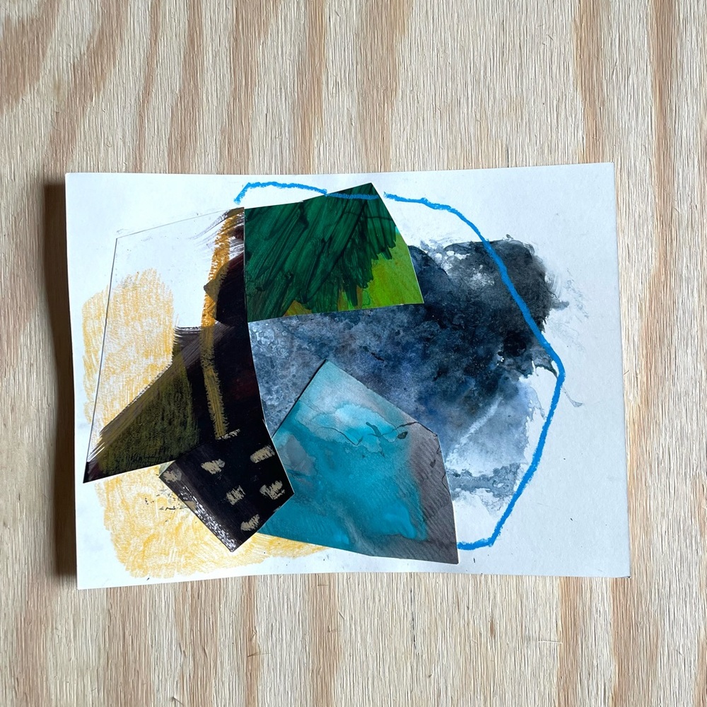 Mixed media collage abstract art